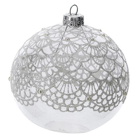 Bola Para Rvore De Natal Vidro Soprado Transparente Decora O Renda