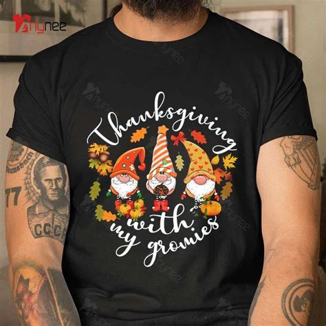 Thanksgiving With My Gnomies Autumn Pumpkin T Shirt Friends