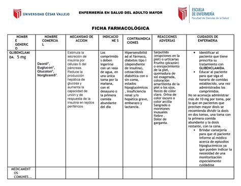 Ejemplo DE Ficha Farmacologica ENFERMERÍA EN SALUD DEL ADULTO MAYOR