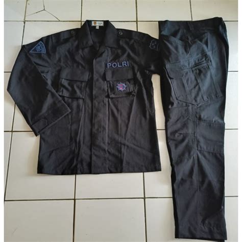 Jual Seragam Pdl Hitam Tactical Jatah Brimob Bahan Halus Shopee Indonesia