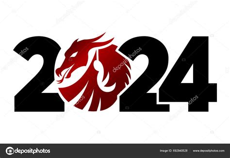 Logo 2024 Dragon Icon Symbol Year Simple Modern Concise Design Stock