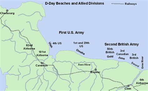 Map showing the D-Day Beaches