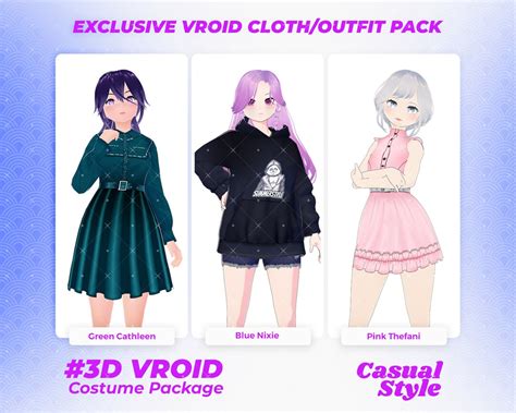 Urban Casual Trio For Vroid Trendy 3d Streetwear Set Vroid Clothing