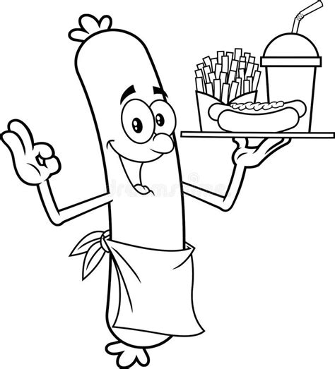 Sausage Chef Cartoon Mascot Character With Sausage Stock Vector