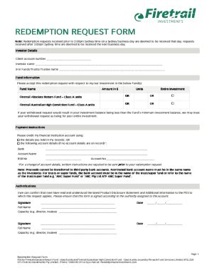 Fillable Online Redemption Request Form Hyperion Fax Email