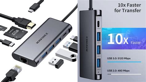 Usb C Hub 9 In 1 Mavinex Usb C Adapter 4k To Hdmi 100w Power Delivery