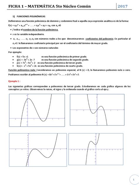 Ficha 1 Funciones Polinómicas De Tercer Grado V3 Factorización