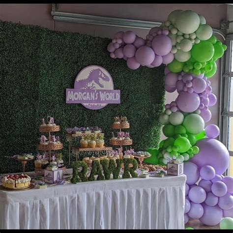 Jurassic Park Baby Shower | Dinosaur themed birthday party, Dinosaur birthday theme, Dino girl ...