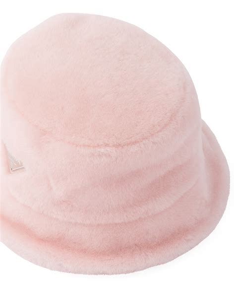 Orchid Pink Shearling Bucket Hat Prada