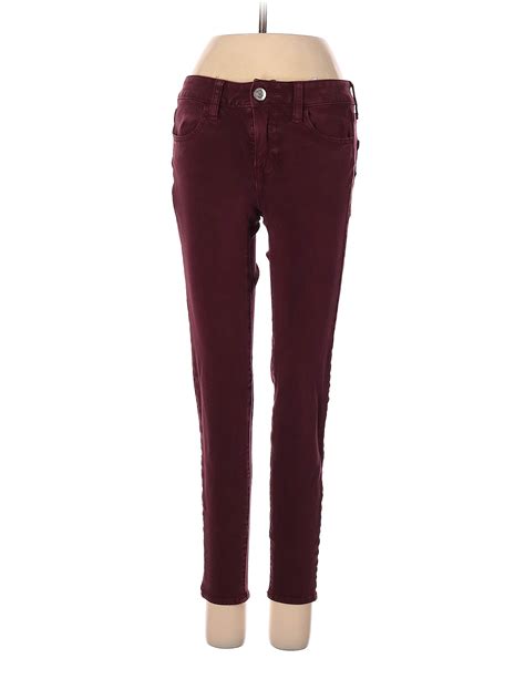 American Eagle Outfitters Solid Colored Burgundy Jeans Size 0 69 Off