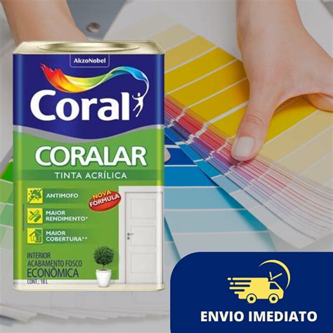 Tinta Acrílica Coral Coralar Parede Interior Acabamento Fosco 18 Litros