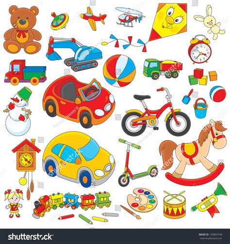 Set Colorful Childrens Toys Stock Vector Royalty Free 170863748