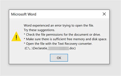 Word Experienced An Error Trying To Open The File Full Fix