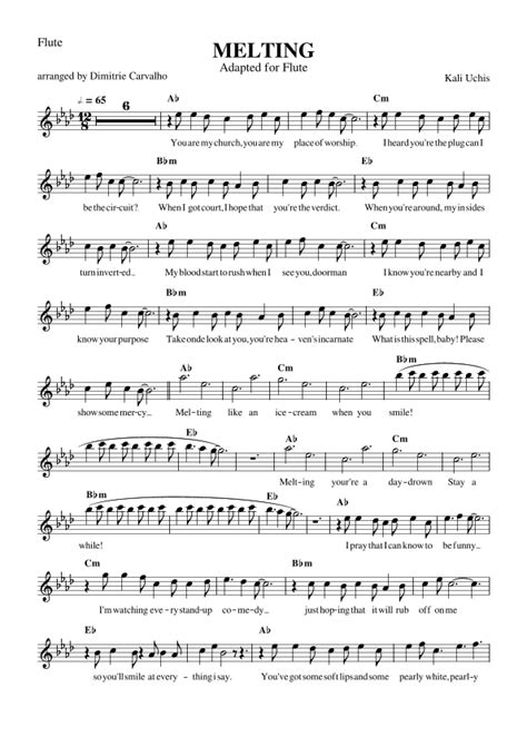 Melting Arr Dimitrie Carvalho By Kali Uchis Sheet Music For Flute