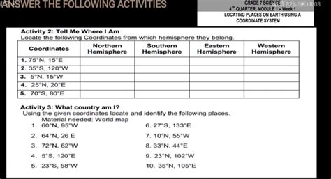 Please Help Me Please Answer The Following Activities Grade Science