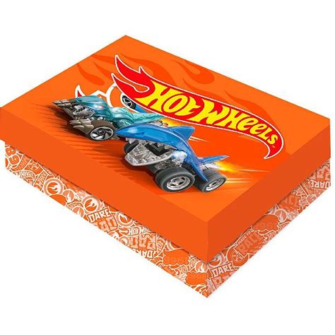 Caixa Para Presente Retangular M Hot Wheels Unidade Festcolor Rizzo Rizzo Embalagens