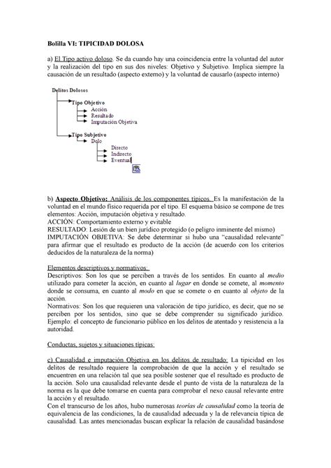 Bolilla Vi Apuntes Bolilla Vi Tipicidad Dolosa A El Tipo Activo