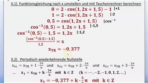 Nullstellen für Cosinusfunktion mit Parametern bestimmen YouTube