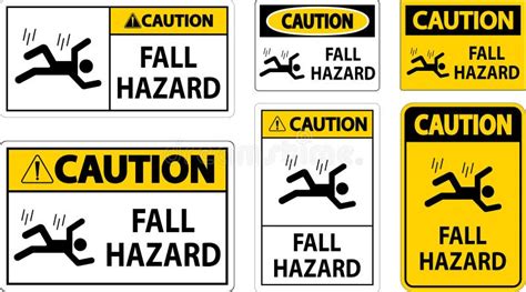 Caution Sign, Fall Hazard stock vector. Illustration of safety - 305493164