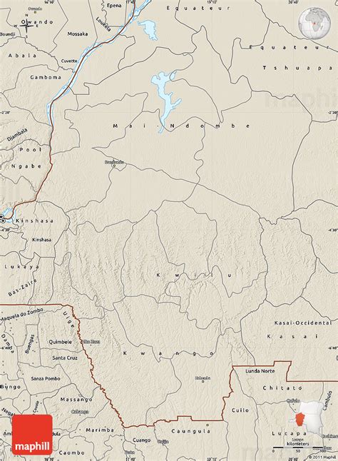 Shaded Relief Map Of Bandundu