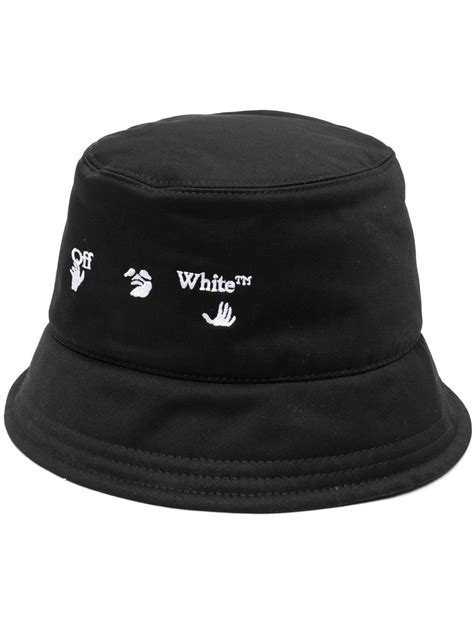 Off White Swimming Hands Off Cotton Bucket Hat In Black White Modesens