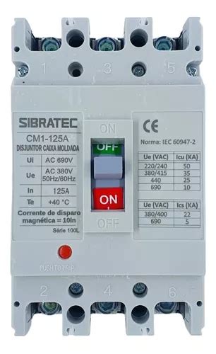 Disjuntor Caixa Moldada 125a Tripolar Fixo Trifásico 3 Polos Frete grátis