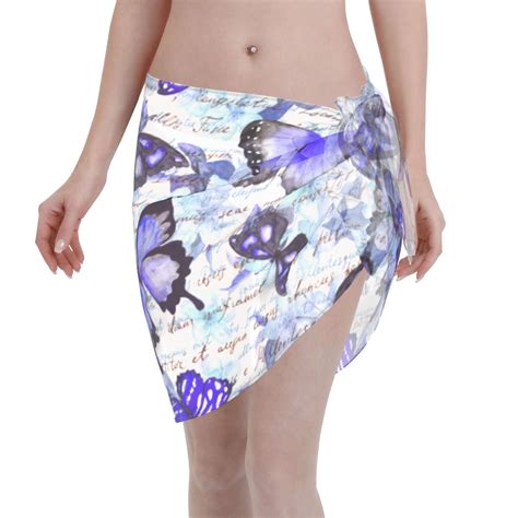 Disketp Butterflies Women Swimsuit Cover Up Short Chiffon Summer Beach Sarong Bikini Wrap Skirt