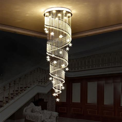 Espiral De Cristal Moderno Lustre De Luxo Escada Luminária Sala LED