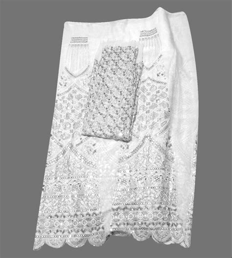 Embroidered White Georgette Suit Fabric At Rs 2550 Set In New Delhi