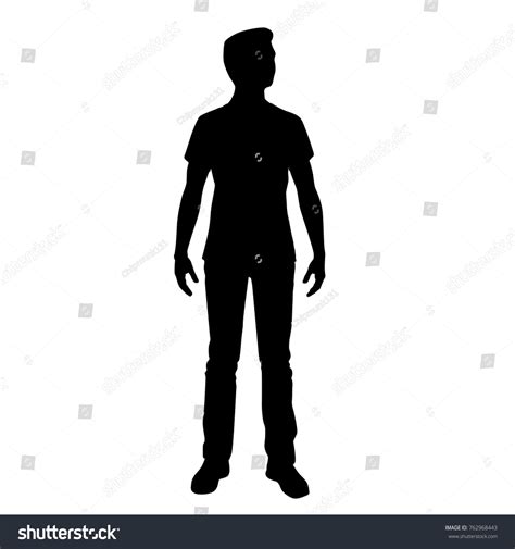 Vector Silhouette Man Standing Black Color Stock Vector Royalty Free 762968443