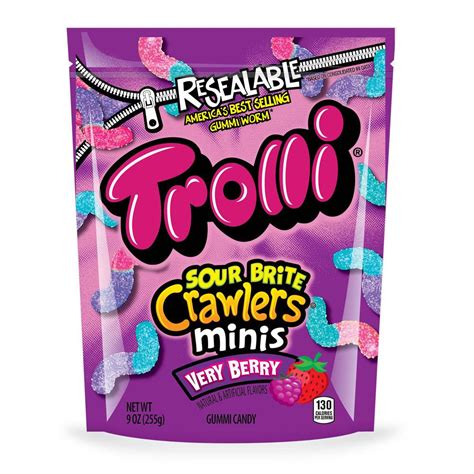 Trolli Sour Brite Crawlers Gummy Candy Very Berry 9 Ounce Bag Pack Of 6