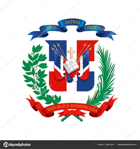 Coat Arms Dominican Republic State Flag Flag Ribbons Stock Vector by ...