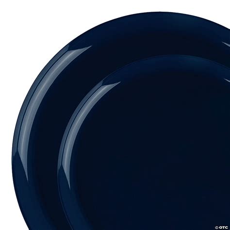 Navy Flat Round Disposable Plastic Dinnerware Value Set Dinner