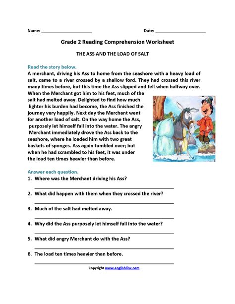 Reading Comprehension Worksheets Grade Free