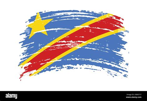 Democratic Republic Of Congo Flag In Grunge Brush Stroke Vector Image