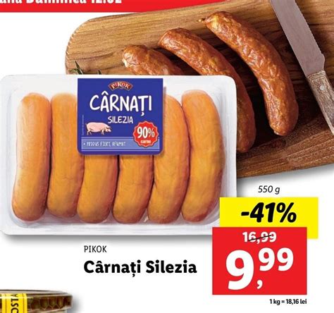 Pikok cârnați silezia 550g ofertă la Lidl