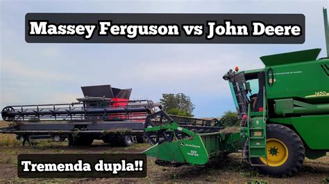 COSECHANDO SOJA Con La JOHN DEERE Y La MASSEY FERGUSON Mauro Francou