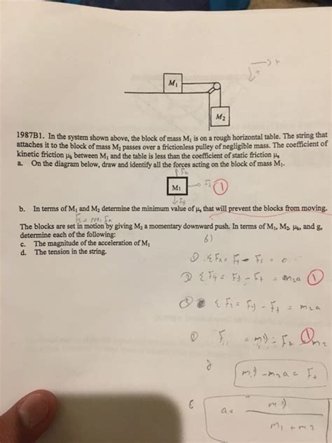 Solved In The System Shown Above The Block Of Mass M Is Chegg