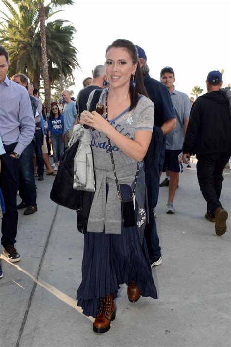 Alyssa Milano Arrives At Dodgers Vs Red Sox Game In Los Angeles 10 26