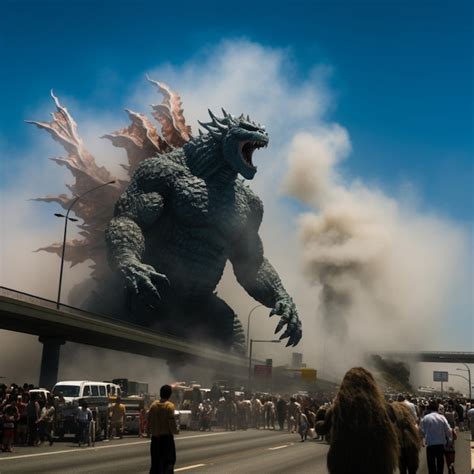 Godzilla Fait Des Ravages Monstrueux Dans Une Ville Californienne Image