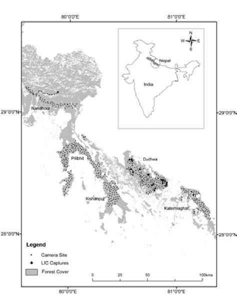 The survey area in the Terai-Bhabar region, India, 2010-2012, showing ...