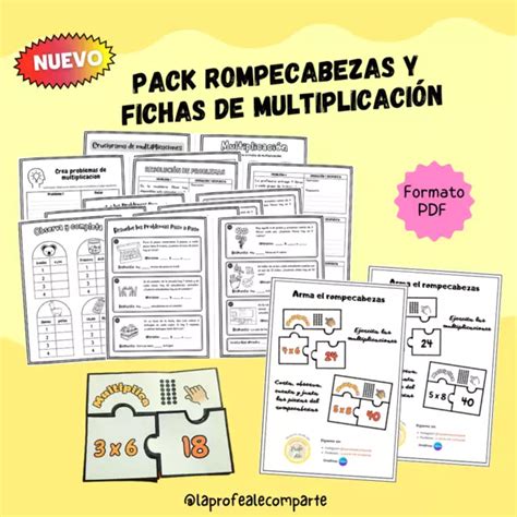 Pack Rompecabezas Y Fichas De Ejercicios Y Resolución De Problemas De Multiplicación Profe Social