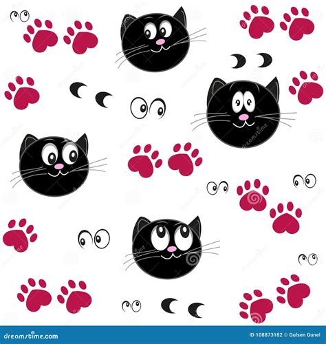 Cat Paw Print With Hearts Valentine`s Day Stock Vector Illustration Of Kitty Background