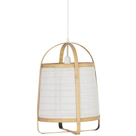 Grande Suspension Style Lanterne Japonaise Bambou Tissu Blanc Ib