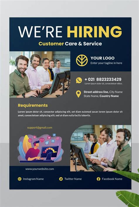 Advertisement Customer Service Job Hiring Flyer Template Ai Eps Psd