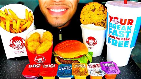 Asmr Wendys Chicken Nuggets Cheeseburger Fries Vanilla Frosty