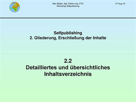 Workshop Selfpublishing Gliederung Erschlie Ung Der Inhalte Ppt