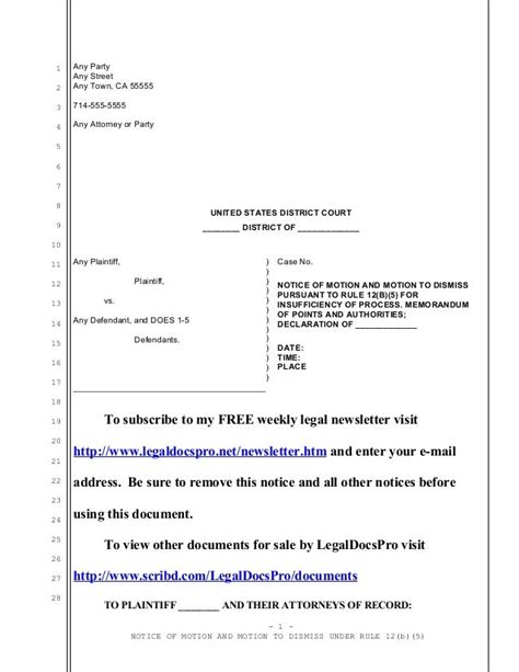 Sample Motion To Dismiss Under Rule 12b5 In United States Distric