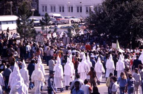 Florida Memory • Scene Showing Kkk Members And Protesters During The Rally In Tallahassee Florida