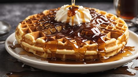 Premium AI Image | a waffle covered in syrup and drizzled with syrup